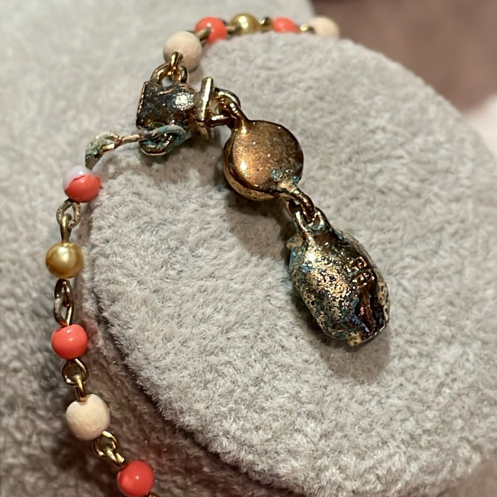 Vintage Givenchy Gold and Coral Beaded Necklace Help Rescue Me - Picture 5 of 9